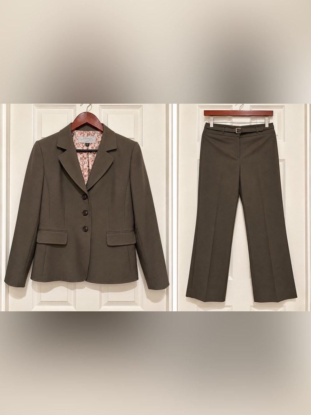 Tahari Arthur S. Levine Petite Brown Pantsuit – Blazer 6P / Pants 8P